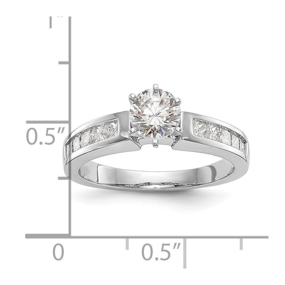 0.40ct. CZ Solid Real 14K White Gold Peg Set Engagement Ring