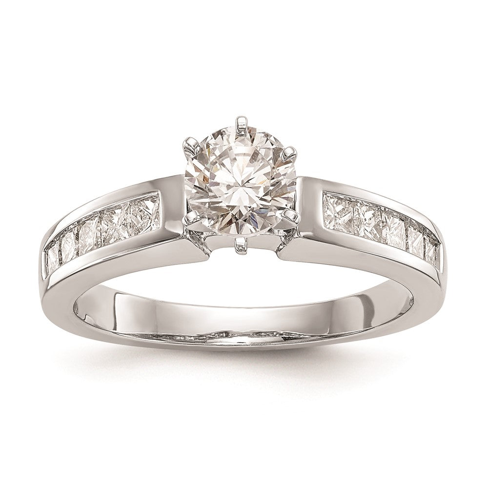 0.40ct. CZ Solid Real 14K White Gold Peg Set Engagement Ring