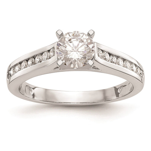 0.25ct. CZ Solid Real 14K White Gold Peg Set Engagement Ring