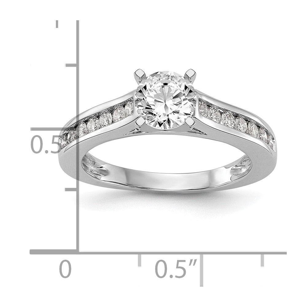 0.35ct. CZ Solid Real 14K White Gold Peg Set Engagement Ring