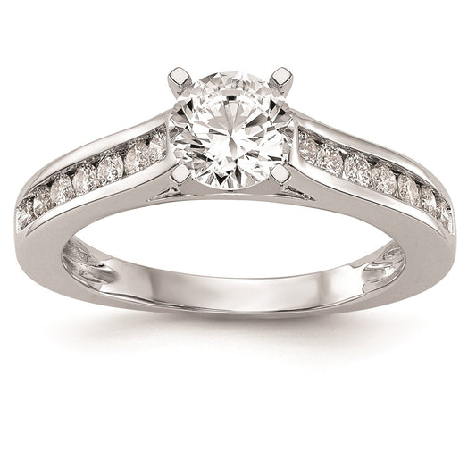 0.35ct. CZ Solid Real 14K White Gold Peg Set Engagement Ring