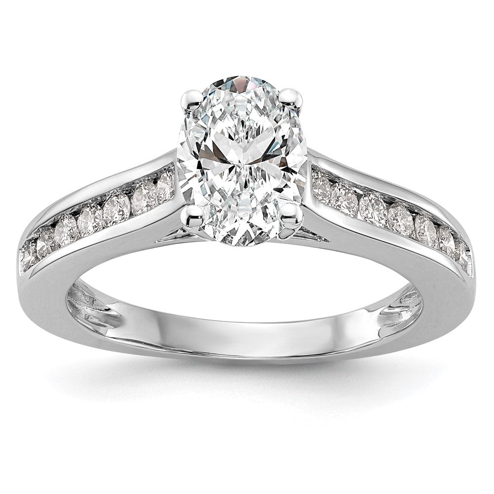 0.35ct. CZ Solid Real 14K White Gold Peg Set Engagement Ring