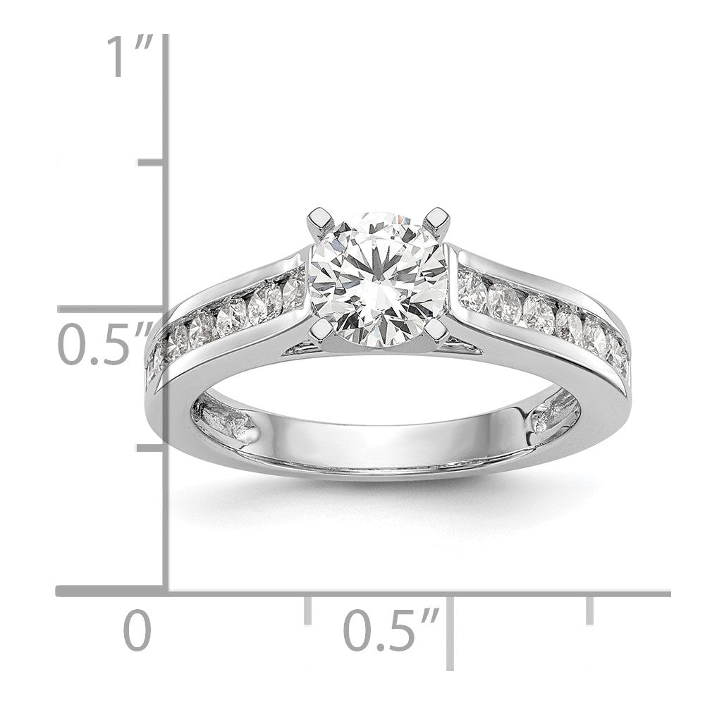 0.50ct. CZ Solid Real 14K White Gold Peg Set Engagement Ring