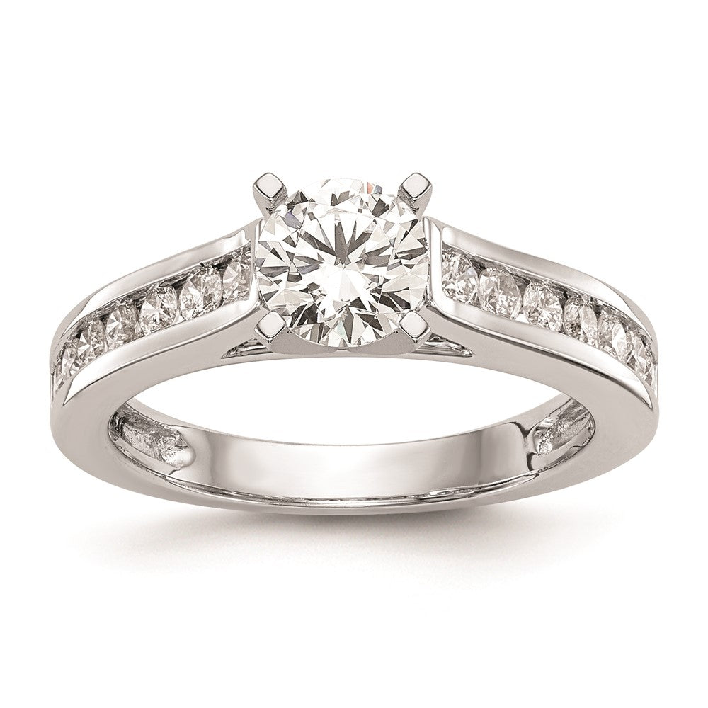 0.50ct. CZ Solid Real 14K White Gold Peg Set Engagement Ring