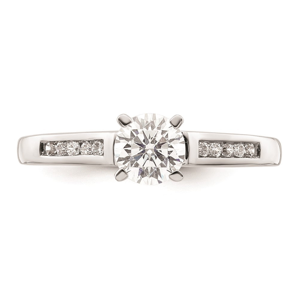 0.10ct. CZ Solid Real 14K White Gold Peg Set Engagement Ring