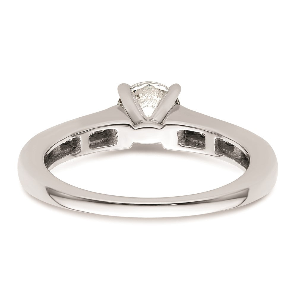 0.10ct. CZ Solid Real 14K White Gold Peg Set Engagement Ring