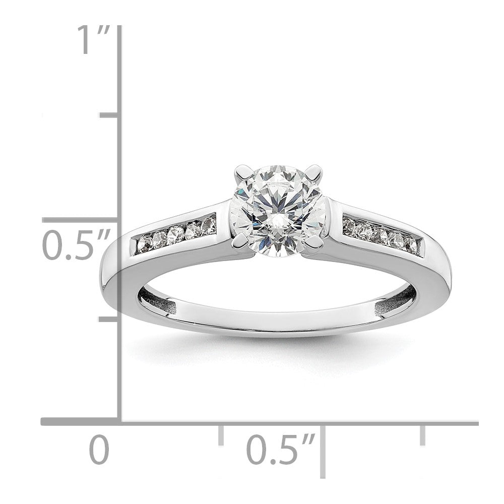 0.10ct. CZ Solid Real 14K White Gold Peg Set Engagement Ring