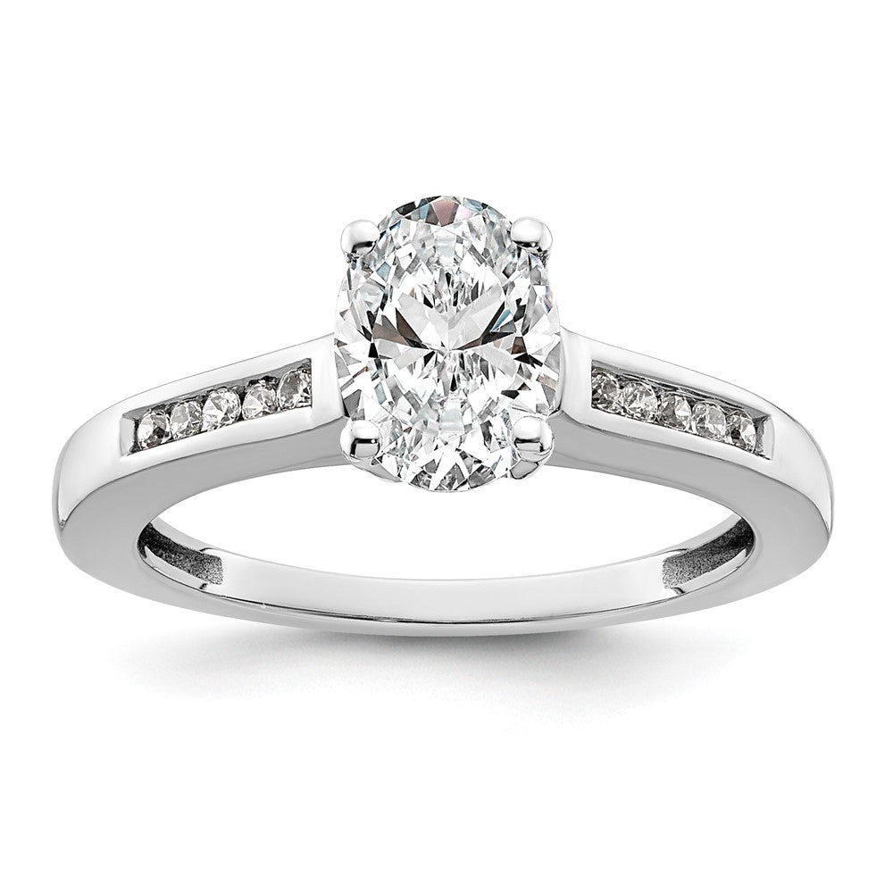 0.10ct. CZ Solid Real 14K White Gold Peg Set Engagement Ring