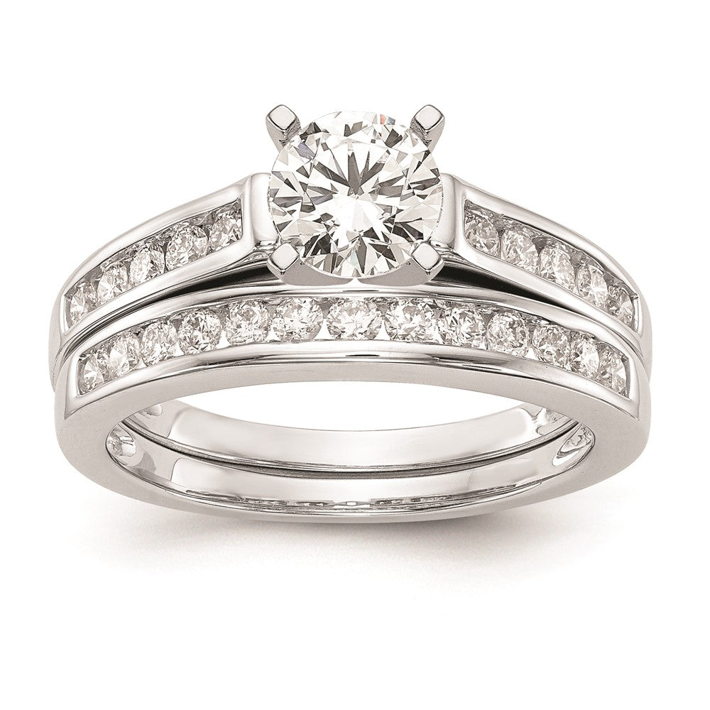 0.25ct. CZ Solid Real 14K White Gold Peg Set Engagement Ring