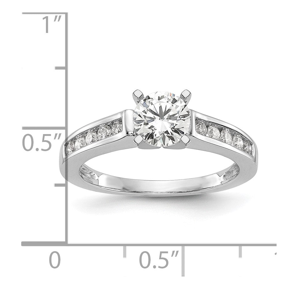 0.25ct. CZ Solid Real 14K White Gold Peg Set Engagement Ring