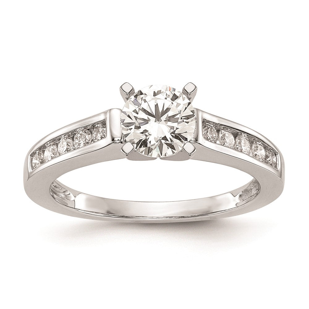 0.25ct. CZ Solid Real 14K White Gold Peg Set Engagement Ring