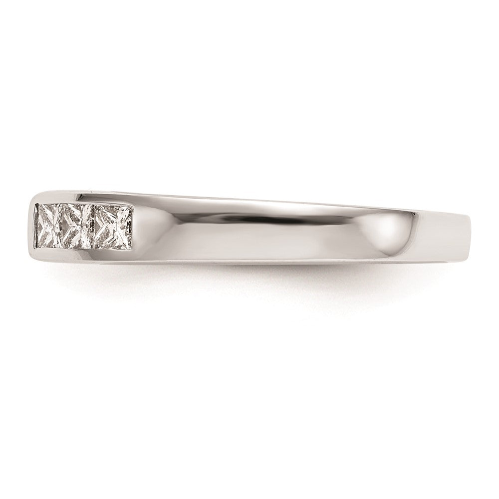 0.42ct. CZ Solid Real 14K White Gold Peg Set Engagement Ring