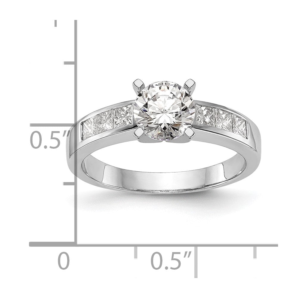 0.42ct. CZ Solid Real 14K White Gold Peg Set Engagement Ring