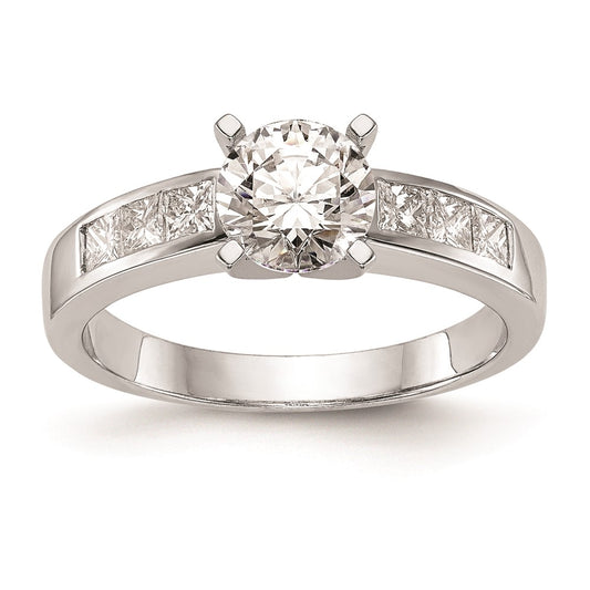 0.42ct. CZ Solid Real 14K White Gold Peg Set Engagement Ring