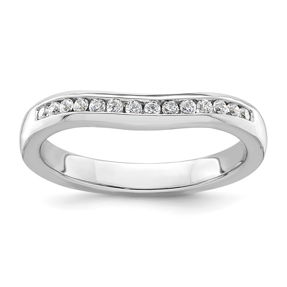 0.14ct. CZ Solid Real 14k White Gold Wedding Wedding Band Ring