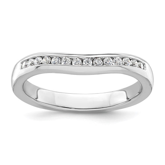 0.14ct. CZ Solid Real 14k White Gold Wedding Wedding Band Ring