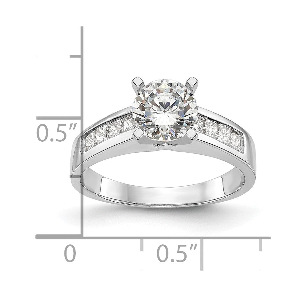 0.40ct. CZ Solid Real 14K White Gold Peg Set Engagement Ring