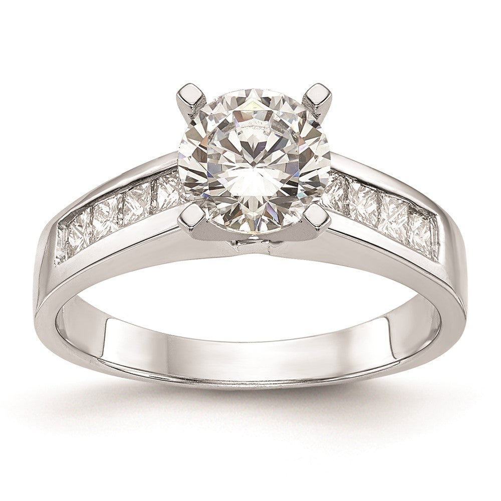 0.40ct. CZ Solid Real 14K White Gold Peg Set Engagement Ring