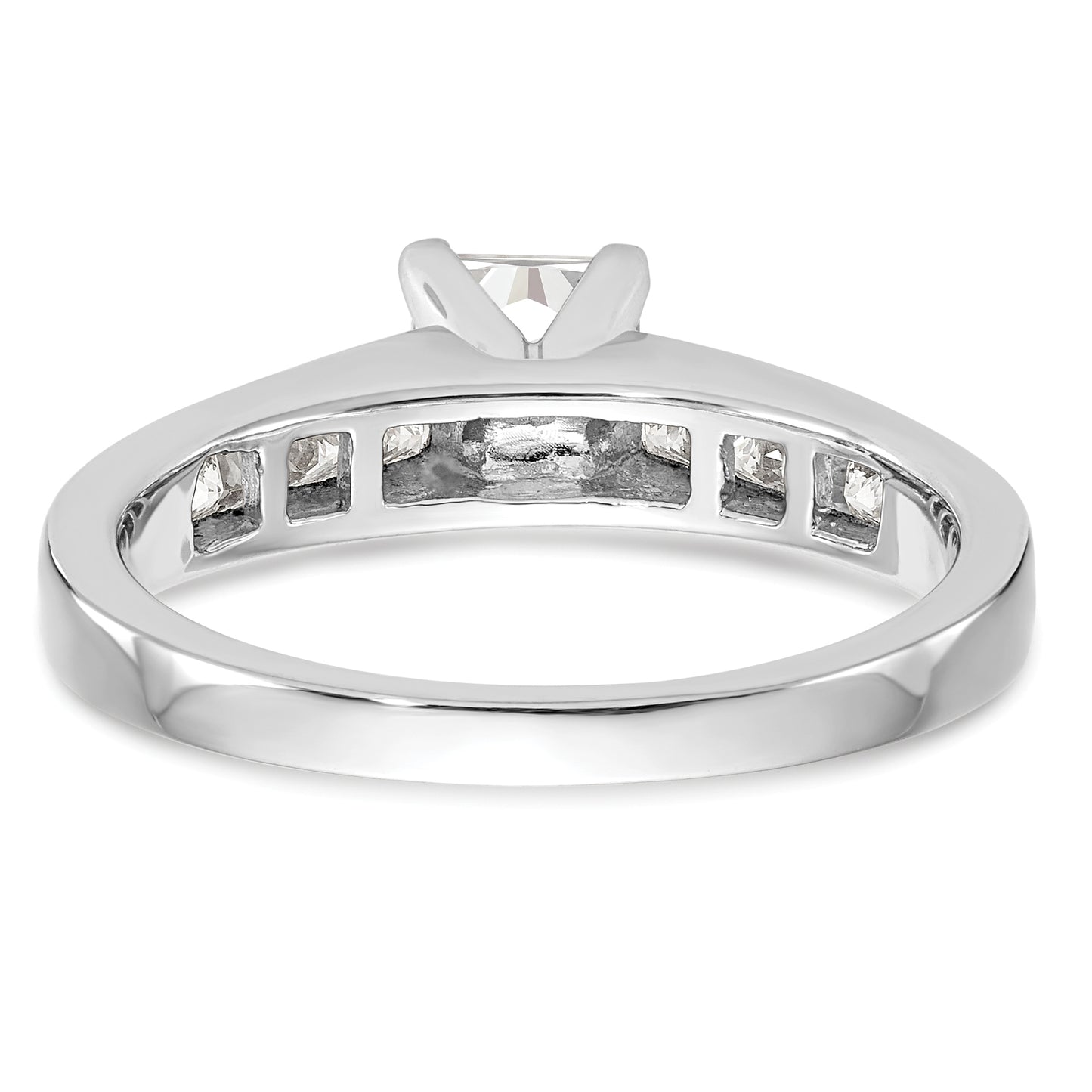 0.40ct. CZ Solid Real 14K White Gold Peg Set Engagement Ring