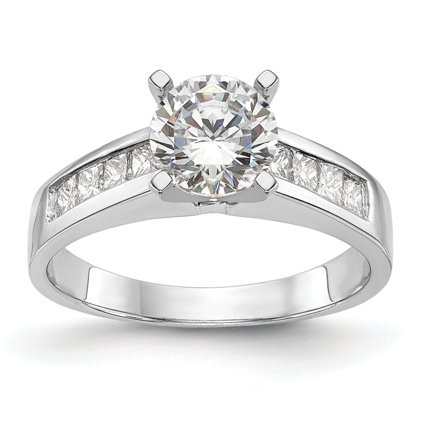 0.40ct. CZ Solid Real 14K White Gold Peg Set Engagement Ring