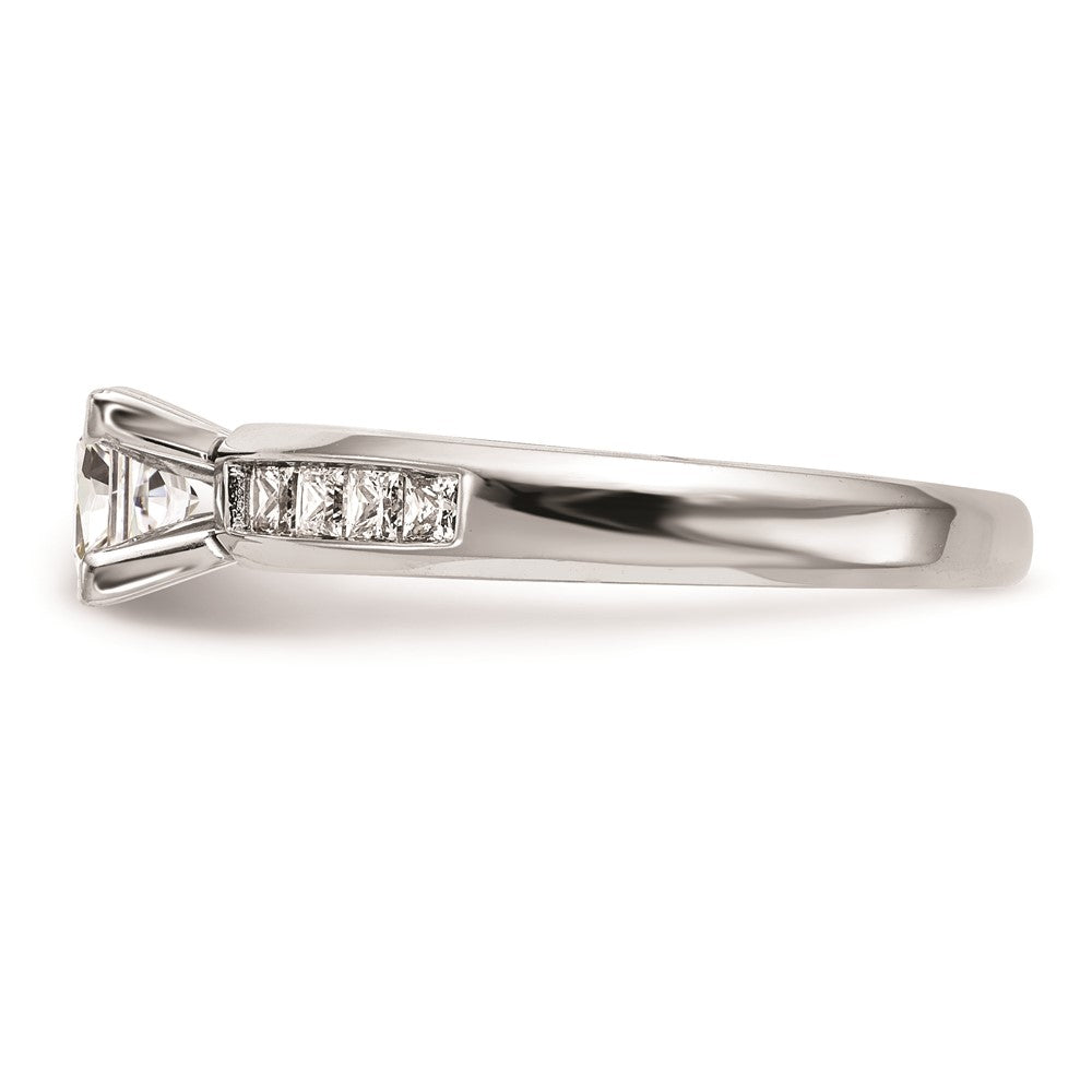 0.50ct. CZ Solid Real 14K White Gold Peg Set Engagement Ring