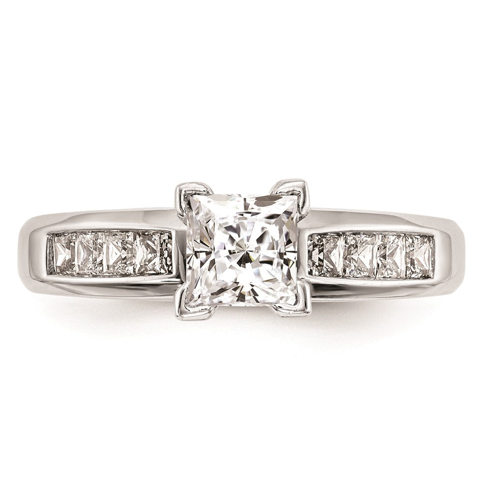 0.50ct. CZ Solid Real 14K White Gold Peg Set Engagement Ring