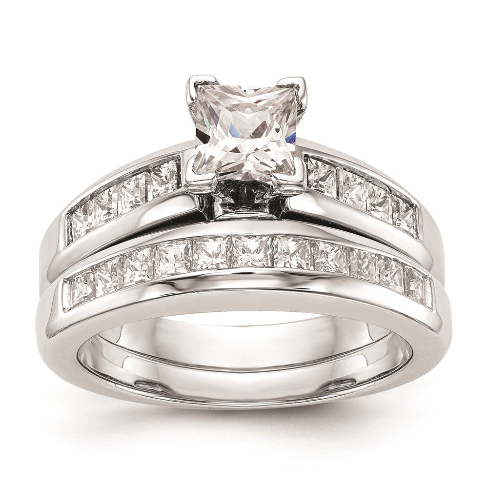 0.50ct. CZ Solid Real 14K White Gold Peg Set Engagement Ring