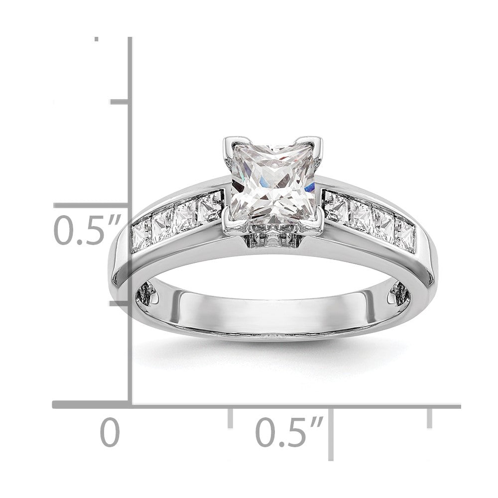 0.50ct. CZ Solid Real 14K White Gold Peg Set Engagement Ring