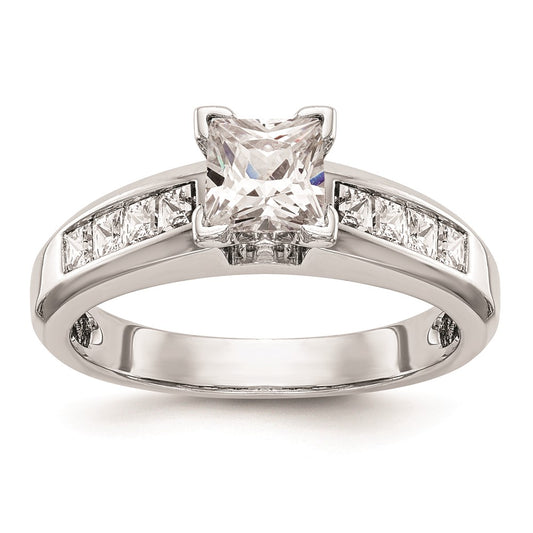 0.50ct. CZ Solid Real 14K White Gold Peg Set Engagement Ring