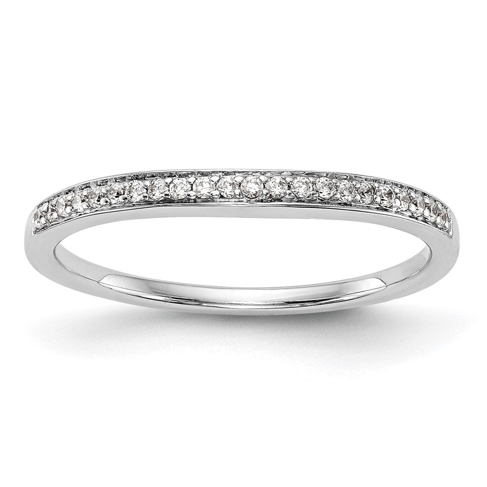 0.11ct. CZ Solid Real 14k White Gold Wedding Wedding Band Ring