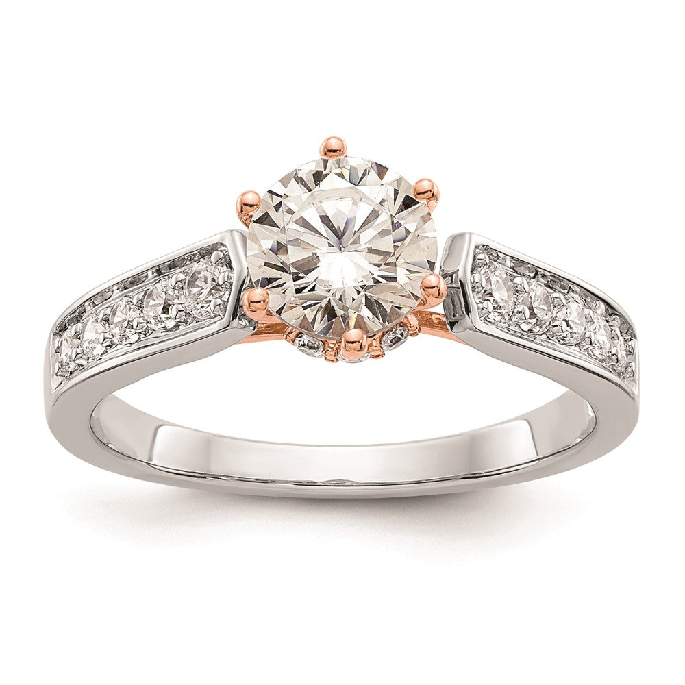 1.00ct. CZ Solid Real 14K White Gold & Rose Engagement Ring