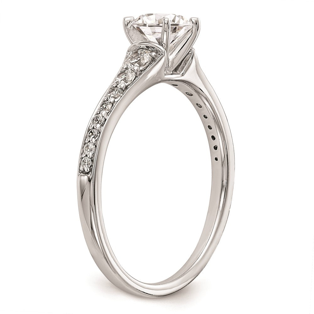 0.31ct. CZ Solid Real 14K White Gold Peg Set Engagement Ring