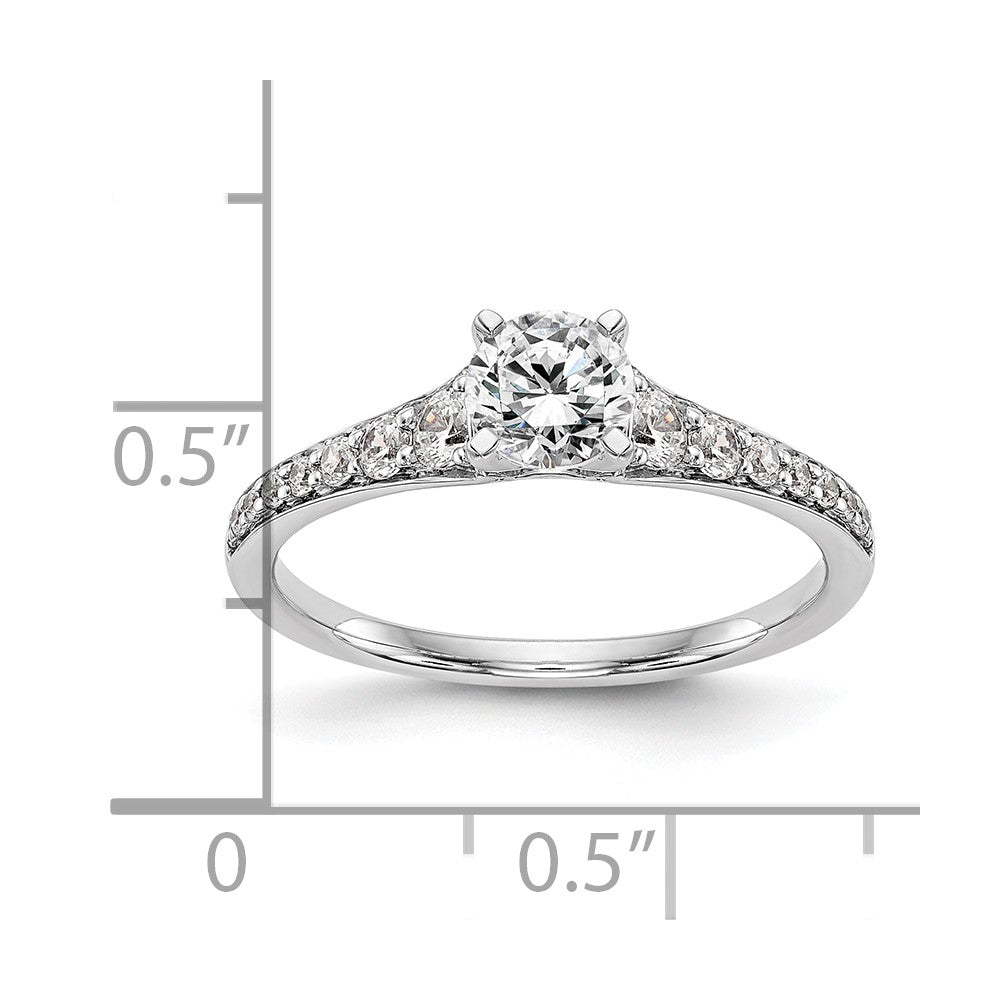 0.31ct. CZ Solid Real 14K White Gold Peg Set Engagement Ring