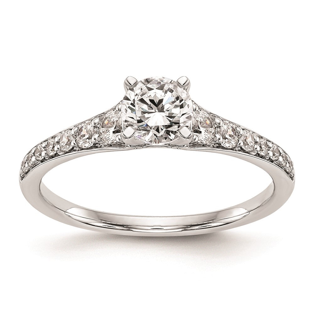 0.31ct. CZ Solid Real 14K White Gold Peg Set Engagement Ring