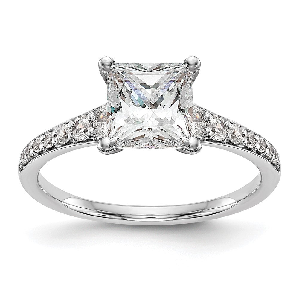 0.31ct. CZ Solid Real 14K White Gold Peg Set Engagement Ring