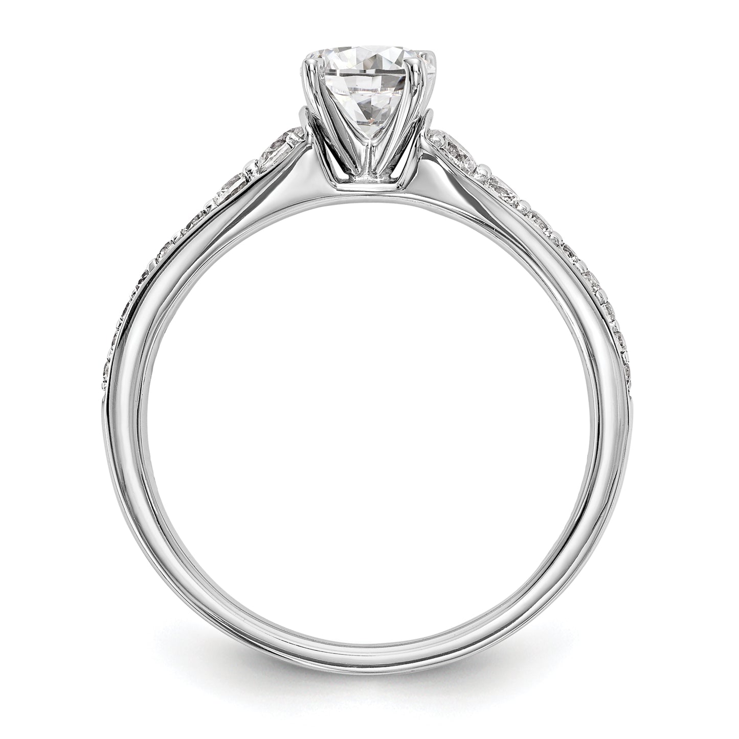 0.31ct. CZ Solid Real 14K White Gold Peg Set Engagement Ring