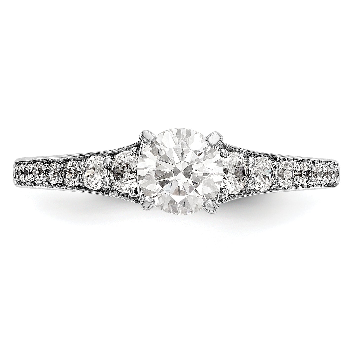 0.31ct. CZ Solid Real 14K White Gold Peg Set Engagement Ring