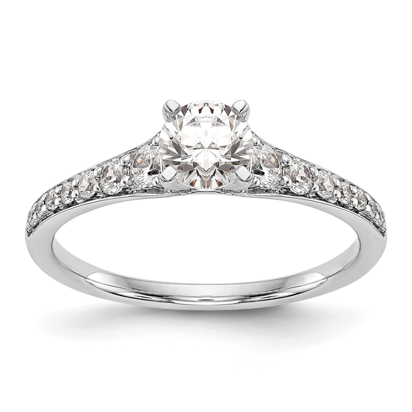 0.31ct. CZ Solid Real 14K White Gold Peg Set Engagement Ring