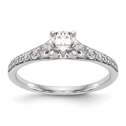 0.31ct. CZ Solid Real 14K White Gold Peg Set Engagement Ring