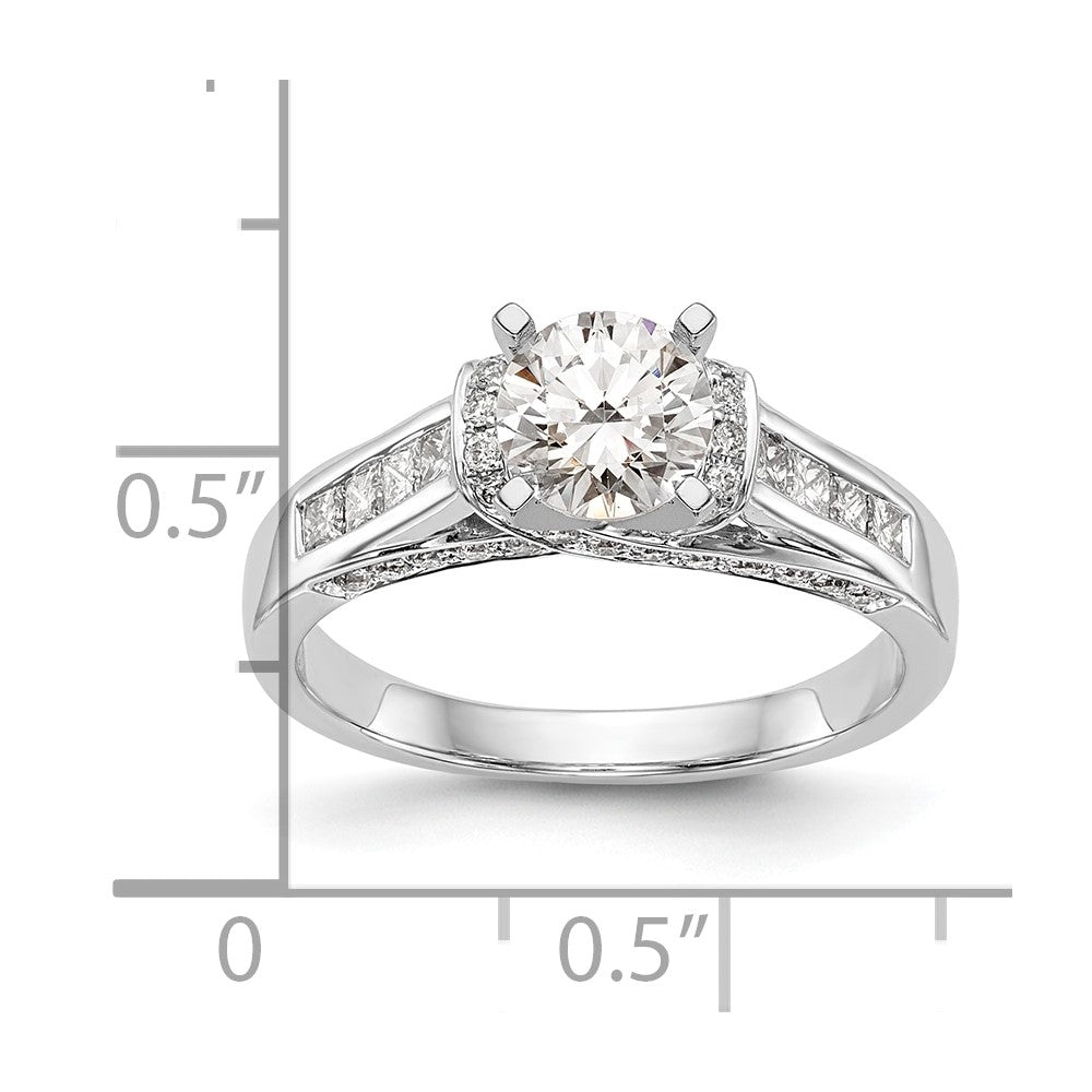 0.55ct. CZ Solid Real 14K White Gold Peg Set Engagement Ring