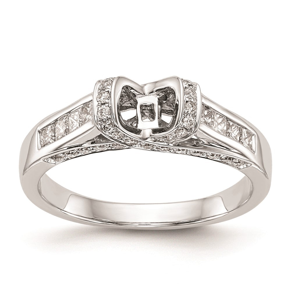 0.55ct. CZ Solid Real 14K White Gold Peg Set Engagement Ring