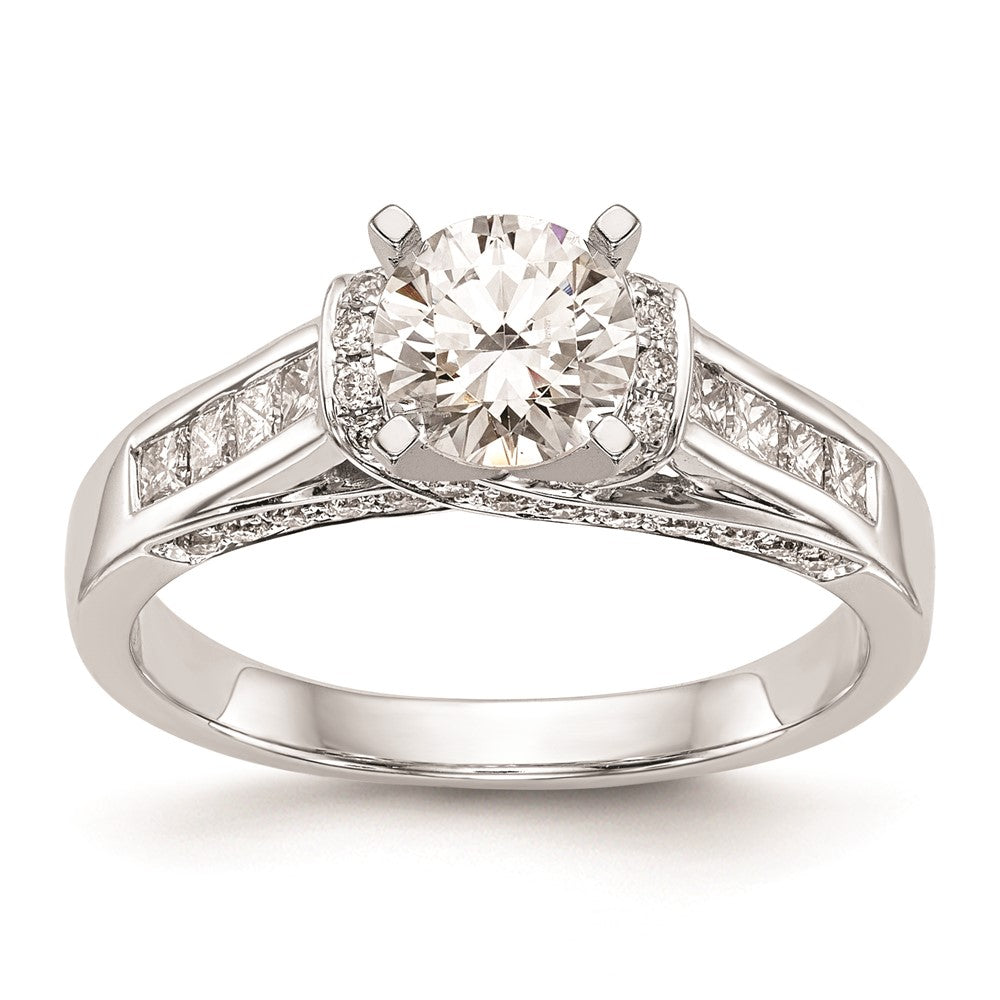 0.55ct. CZ Solid Real 14K White Gold Peg Set Engagement Ring