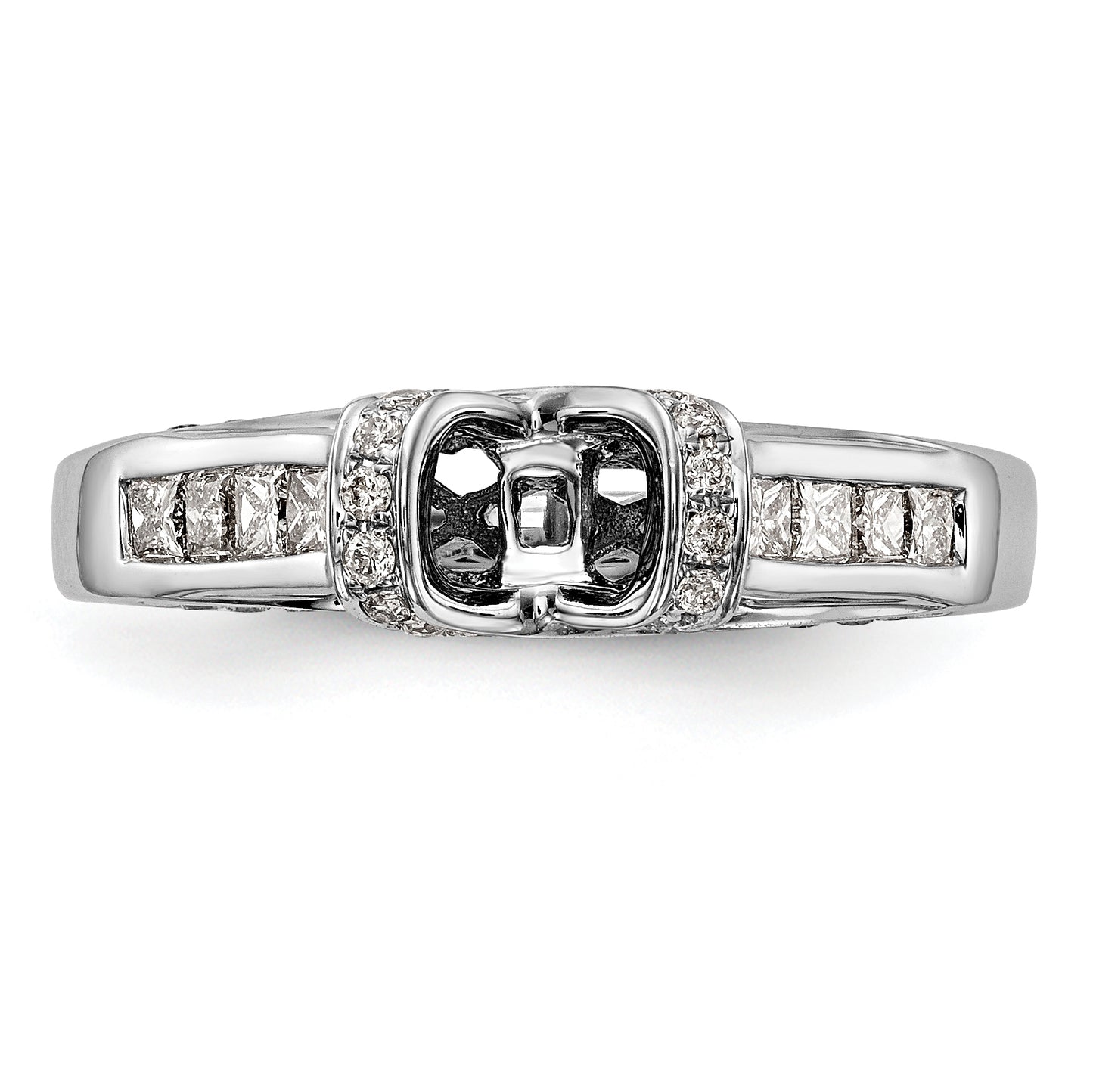 0.55ct. CZ Solid Real 14K White Gold Peg Set Engagement Ring