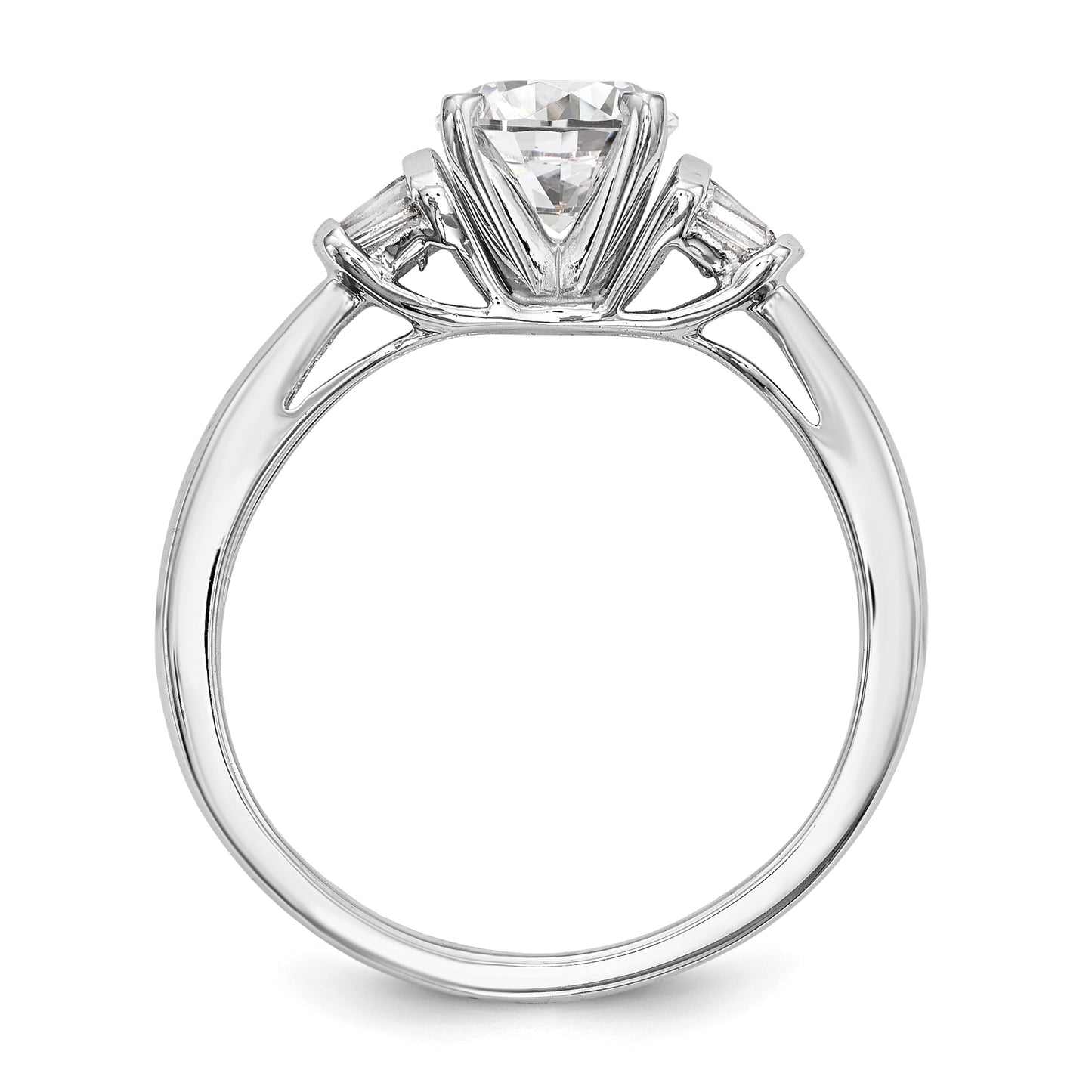 0.18ct. CZ Solid Real 14K White Gold Peg Set Engagement Ring