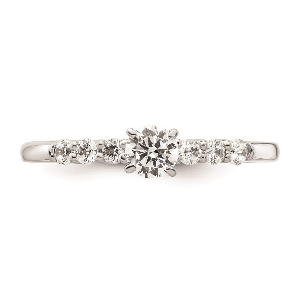 0.25ct. CZ Solid Real 14K White Gold Peg Set Engagement Ring