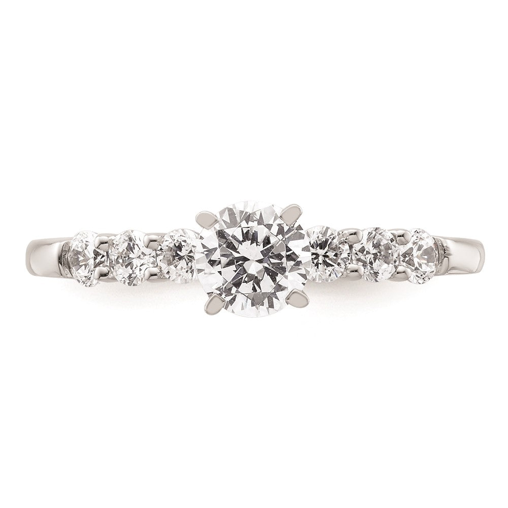 0.39ct. CZ Solid Real 14K White Gold Peg Set Engagement Ring