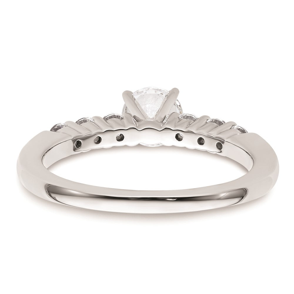 0.39ct. CZ Solid Real 14K White Gold Peg Set Engagement Ring