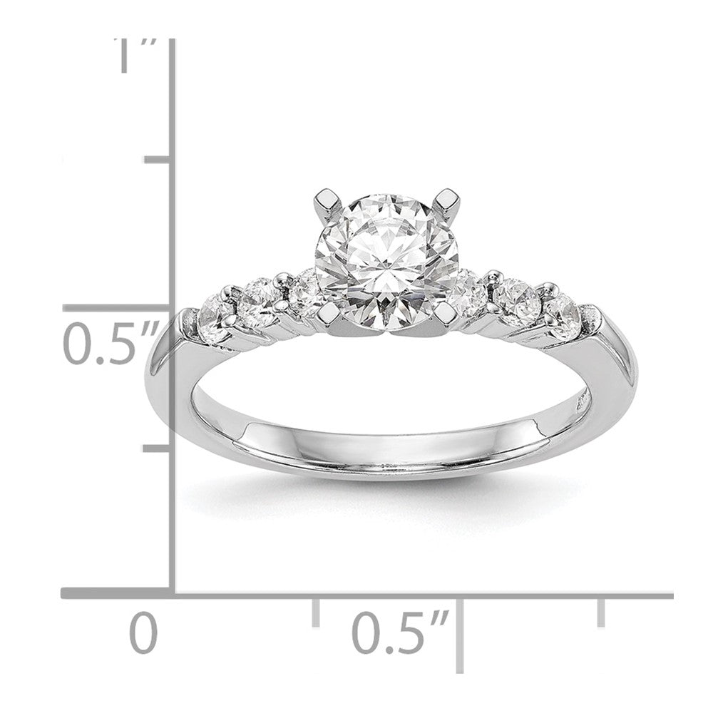 0.42ct. CZ Solid Real 14K White Gold Peg Set Engagement Ring