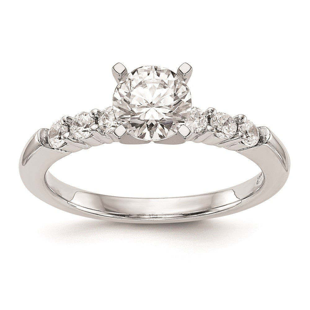 0.42ct. CZ Solid Real 14K White Gold Peg Set Engagement Ring