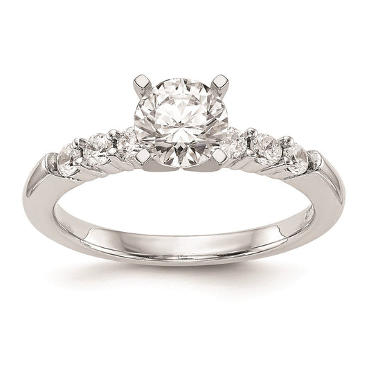 0.42ct. CZ Solid Real 14K White Gold Peg Set Engagement Ring